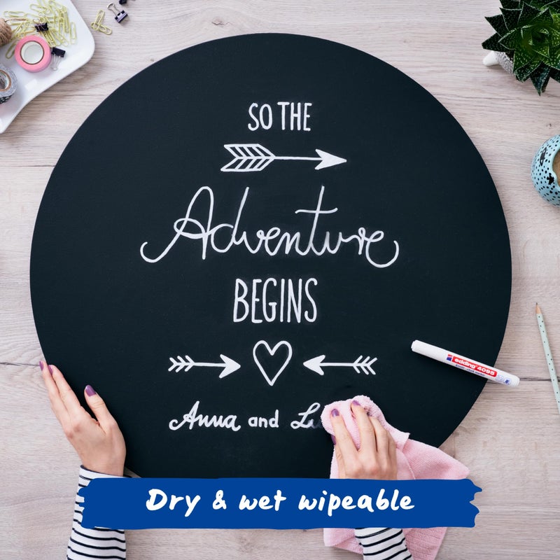 edding 4095 Set-Black, red, Blue, Green Round Nib 2-3 mm-Wet Wipe chalkboards, Windows, Glass, Mirrors-Liquid Chalk Marker Opaque Coverage, 4 pen, 22: Set of 4-Multi-Coloured - Image 5